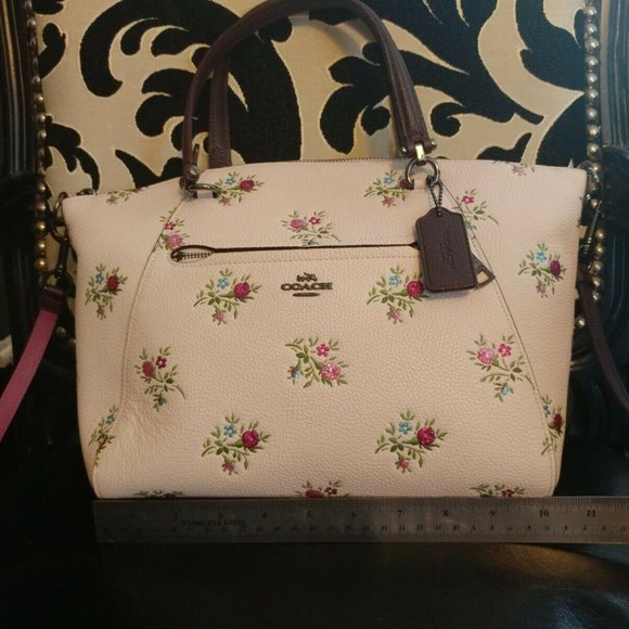🌹🥀HTF🥀🌹NeW COACH CROSS STITCH FLORAL PRAIRIE ROSE SATCHEL HANDBAG F22829 - Picture 14 of 15